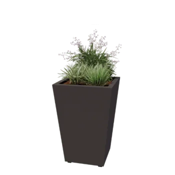 Jardinière en acier - Cône - 60 x 60 x 81,5 cm - Soudé - RAL7016 mat (gris anthracite) - Avec plaque de fond