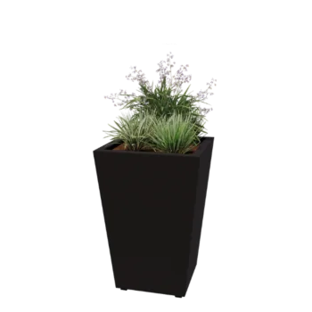 Jardinière en acier - Cône - 60 x 60 x 81,5 cm - Soudé - RAL9005 mat (noir) - Avec plaque de fond