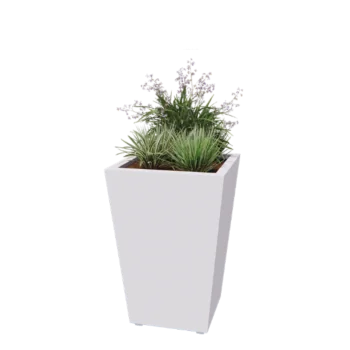 Jardinière en acier - Cône - 60 x 60 x 81,5 cm - Soudé - RAL9010 mat (blanc) - Avec plaque de fond