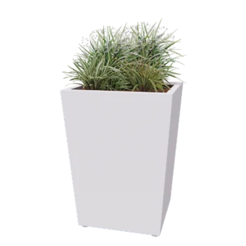 Jardinière en acier - Cône - 80 x 80 x 101,5 cm - Soudé - RAL9010 mat (blanc) - Avec plaque de fond