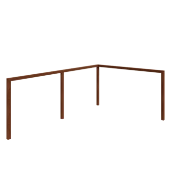 Pergola en acier Corten - Angle - 600 x 412 x 242 cm - Sans plot béton