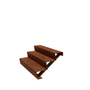 Escalier de jardin en acier Corten - 3-marches - 72 x 120 x 51 cm