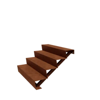 Escalier de jardin en acier Corten - 4-marches - 96 x 120 x 68 cm