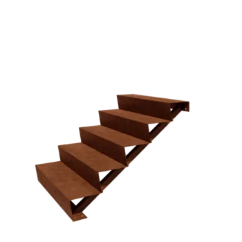 Escalier de jardin en acier Corten - 5-marches - 120 x 100 x 85 cm