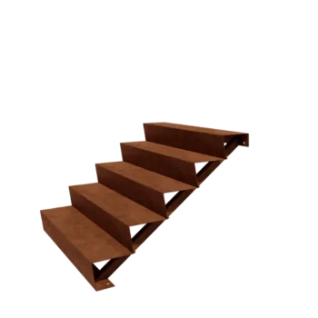 Escalier de jardin en acier Corten - 5-marches - 120 x 120 x 85 cm