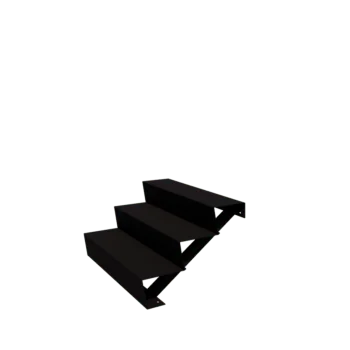 Escalier de jardin en acier - 3-marches - 72 x 100 x 51 cm - RAL9005 mat (noir)