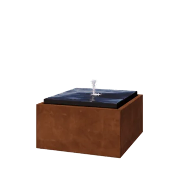 Tables d'eau en acier Corten - Orin - 80 x 80 x 40 cm - Avec éclairage LED